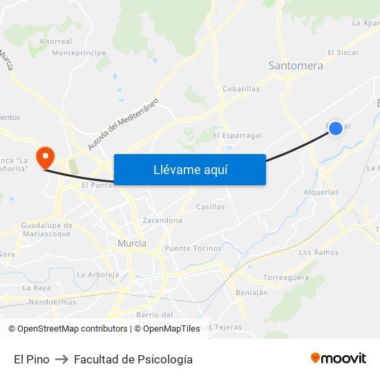El Pino to Facultad de Psicología map