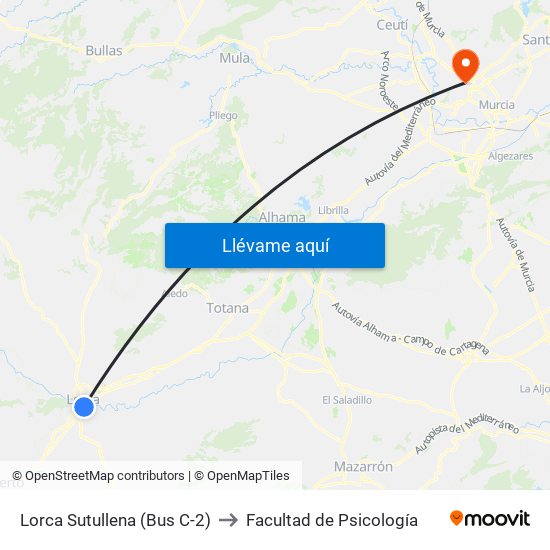 Lorca Sutullena (Bus C-2) to Facultad de Psicología map