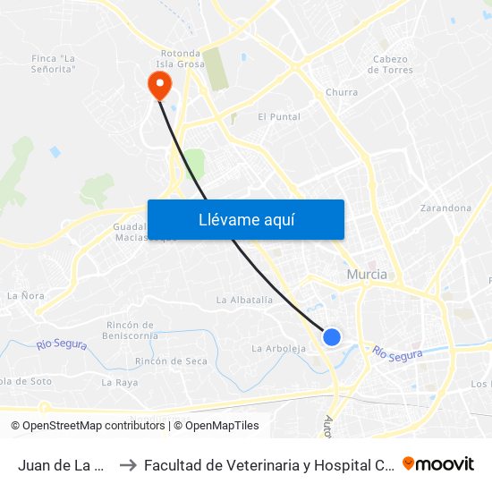 Juan de La Cierva, 5 to Facultad de Veterinaria y Hospital Clínico Veterinario map