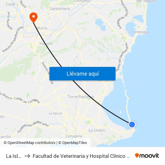 La Isleta to Facultad de Veterinaria y Hospital Clínico Veterinario map