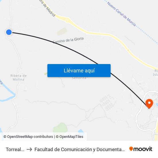Torrealta I to Facultad de Comunicación y Documentación map