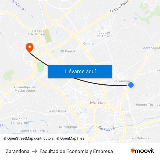 Zarandona to Facultad de Economía y Empresa map