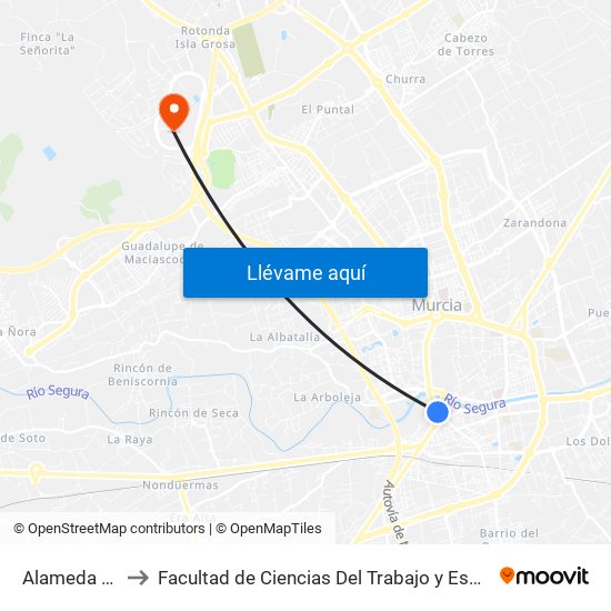 Alameda de Colón to Facultad de Ciencias Del Trabajo y Escuela U. de Trabajo Social map