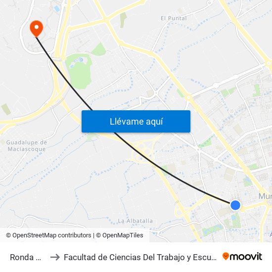 Ronda Norte, 4 to Facultad de Ciencias Del Trabajo y Escuela U. de Trabajo Social map