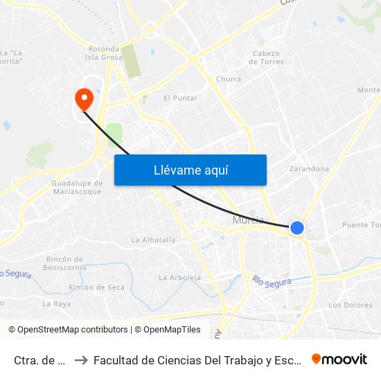 Ctra. de Alicante to Facultad de Ciencias Del Trabajo y Escuela U. de Trabajo Social map