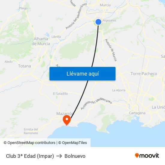 Club 3ª Edad (Impar) to Bolnuevo map