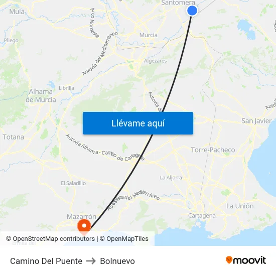 Camino Del Puente to Bolnuevo map