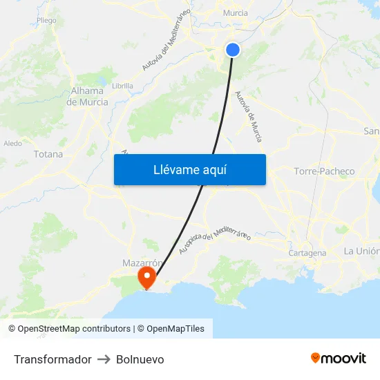 Transformador to Bolnuevo map