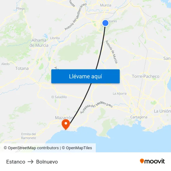 Estanco to Bolnuevo map