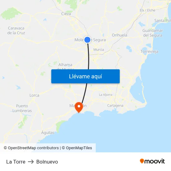 La Torre to Bolnuevo map