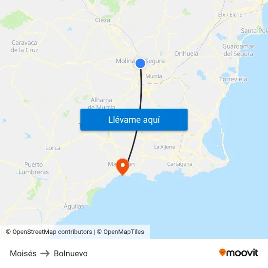 Moisés to Bolnuevo map