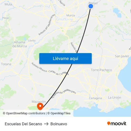 Escuelas Del Secano to Bolnuevo map