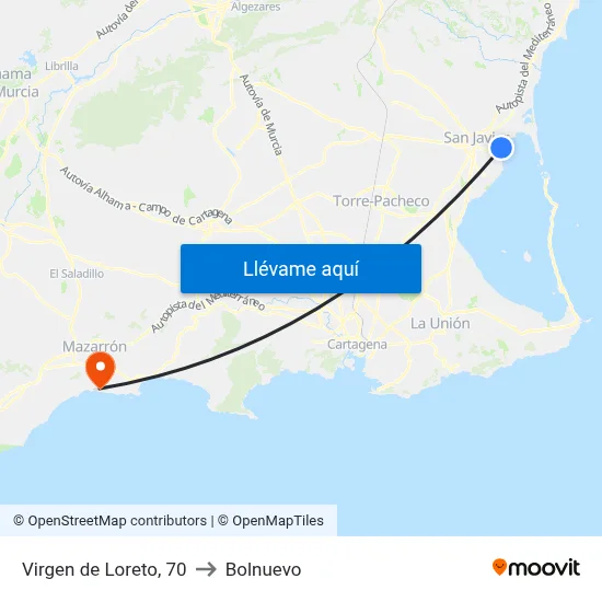 Virgen de Loreto, 70 to Bolnuevo map