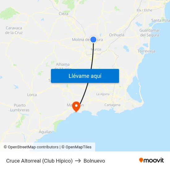 Cruce Altorreal (Club Hípico) to Bolnuevo map