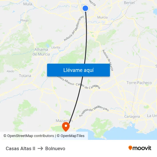 Casas Altas II to Bolnuevo map