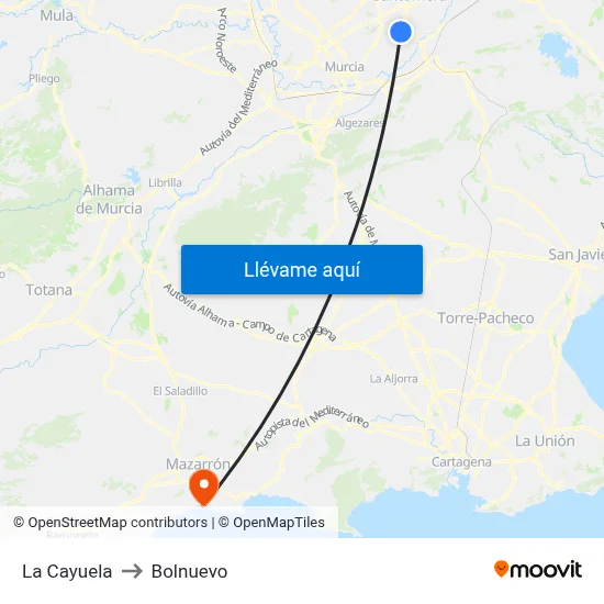 La Cayuela to Bolnuevo map