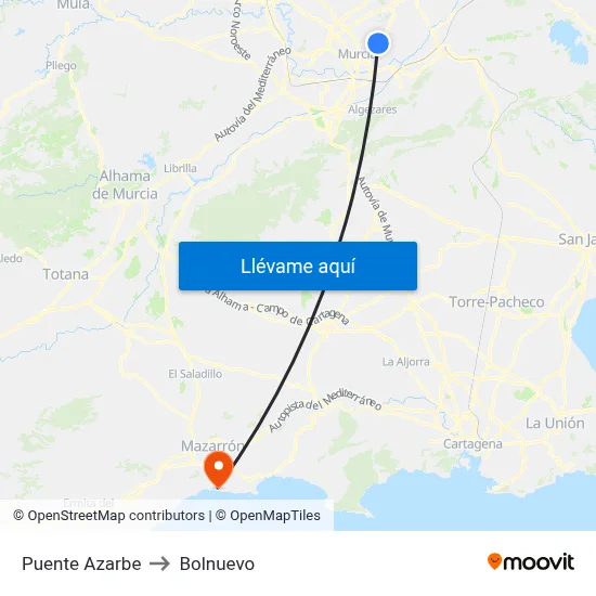 Puente Azarbe to Bolnuevo map