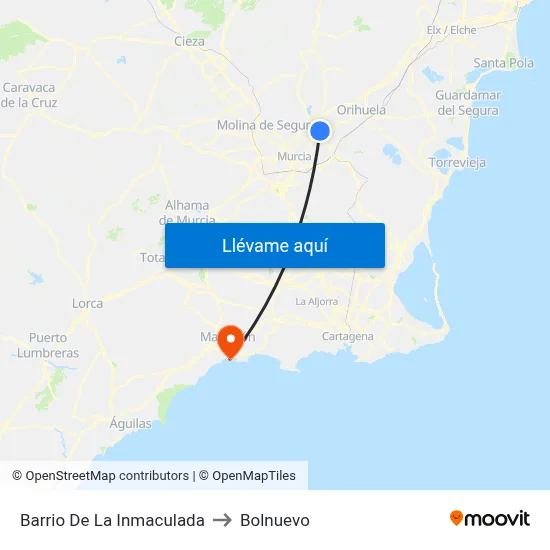 Barrio De La Inmaculada to Bolnuevo map