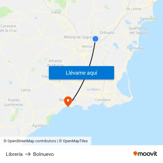 Librería to Bolnuevo map