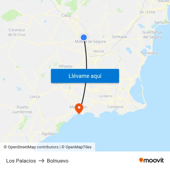 Los Palacios to Bolnuevo map