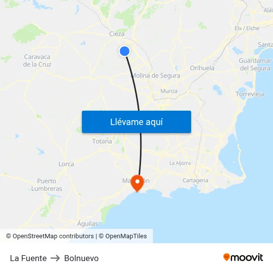 La Fuente to Bolnuevo map