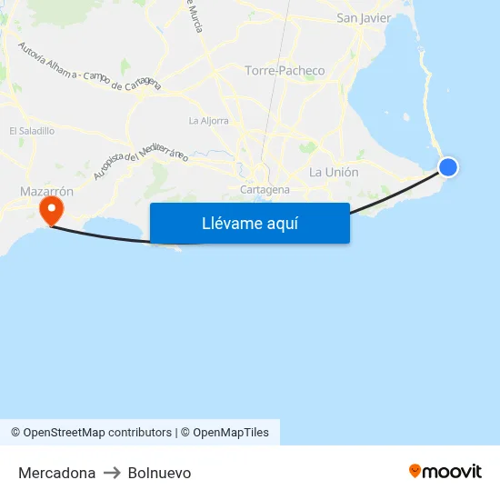 Mercadona to Bolnuevo map