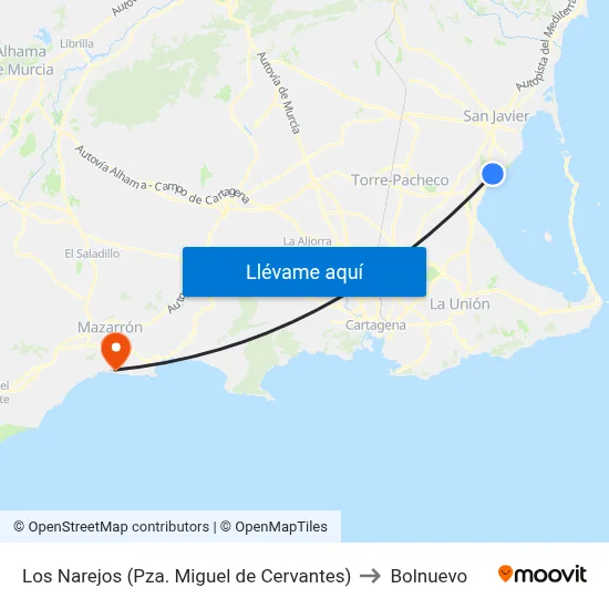 Los Narejos (Pza. Miguel de Cervantes) to Bolnuevo map