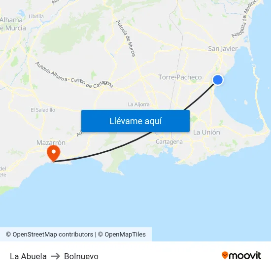 La Abuela to Bolnuevo map