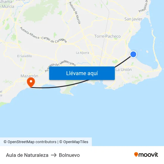 Aula de Naturaleza to Bolnuevo map