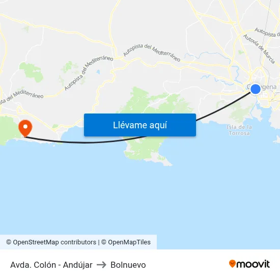 Avda. Colón - Andújar to Bolnuevo map