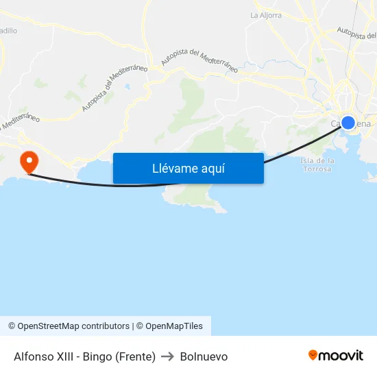 Alfonso XIII - Bingo (Frente) to Bolnuevo map
