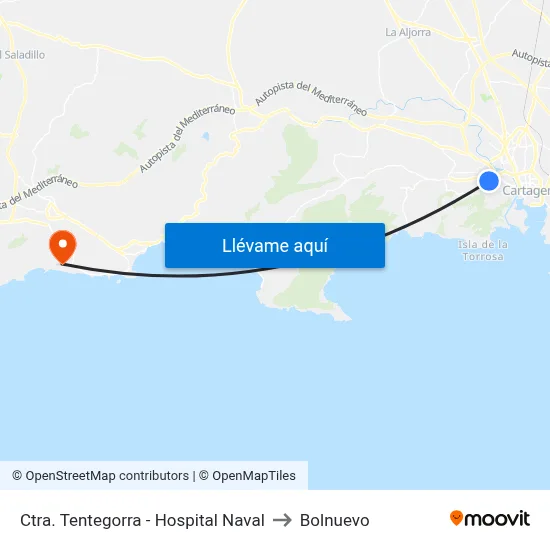 Ctra. Tentegorra - Hospital Naval to Bolnuevo map