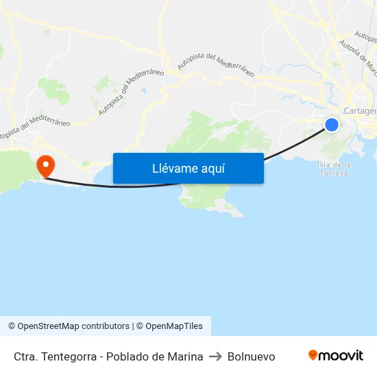 Ctra. Tentegorra - Poblado de Marina to Bolnuevo map
