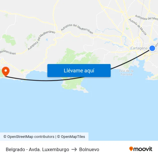 Belgrado - Avda. Luxemburgo to Bolnuevo map