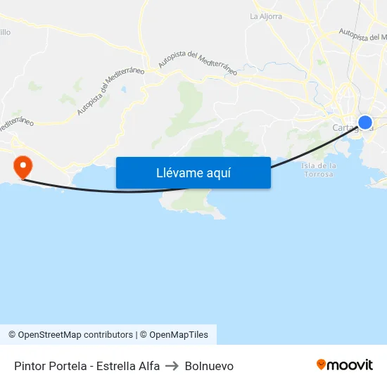Pintor Portela - Estrella Alfa to Bolnuevo map