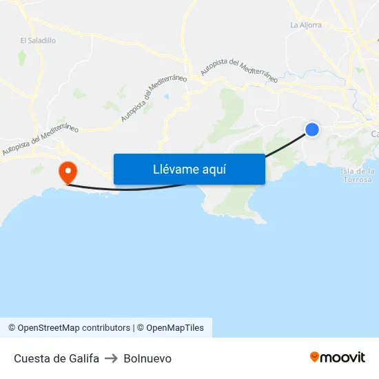 Cuesta de Galifa to Bolnuevo map