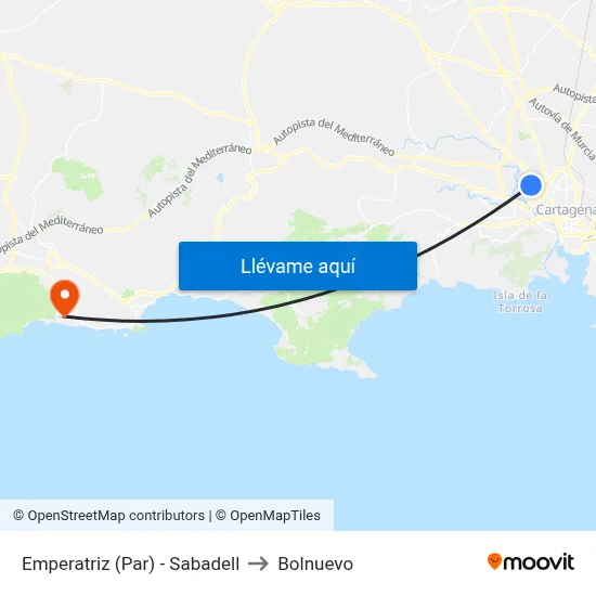 Emperatriz (Par) - Sabadell to Bolnuevo map