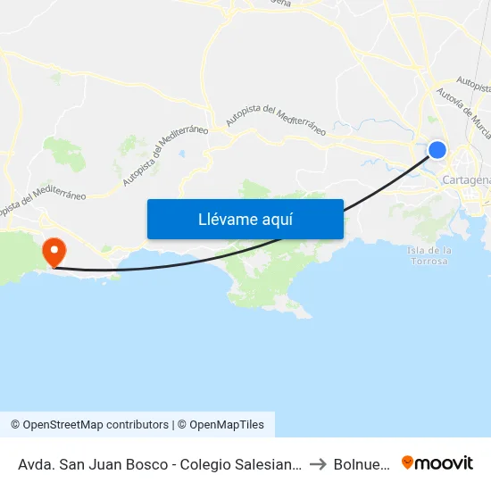 Avda. San Juan Bosco - Colegio Salesianos to Bolnuevo map