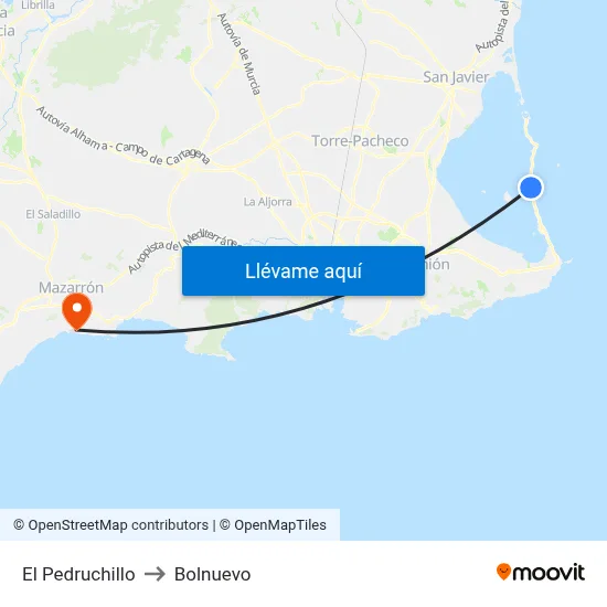 El Pedruchillo to Bolnuevo map