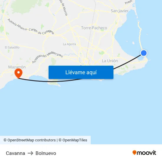 Cavanna to Bolnuevo map