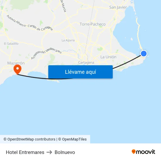 Hotel Entremares to Bolnuevo map