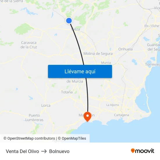 Venta Del Olivo to Bolnuevo map