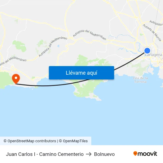 Juan Carlos I - Camino Cementerio to Bolnuevo map