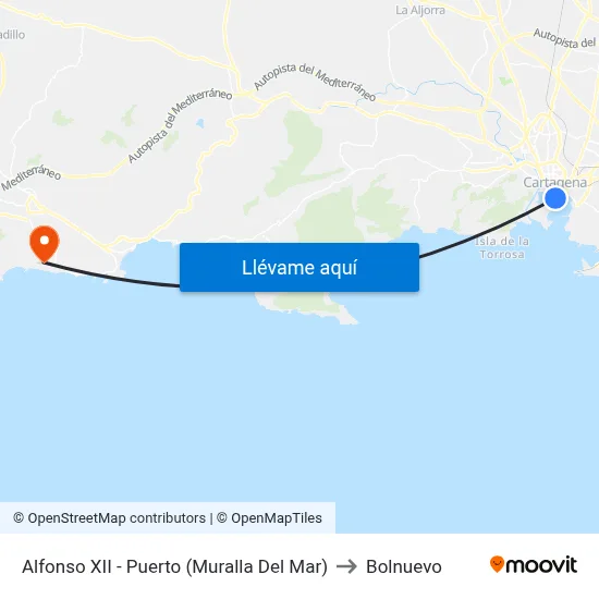 Alfonso XII - Puerto (Muralla Del Mar) to Bolnuevo map