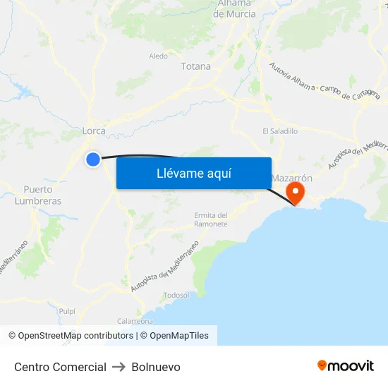 Centro Comercial to Bolnuevo map