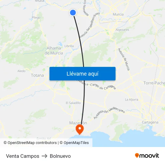 Venta Campos to Bolnuevo map
