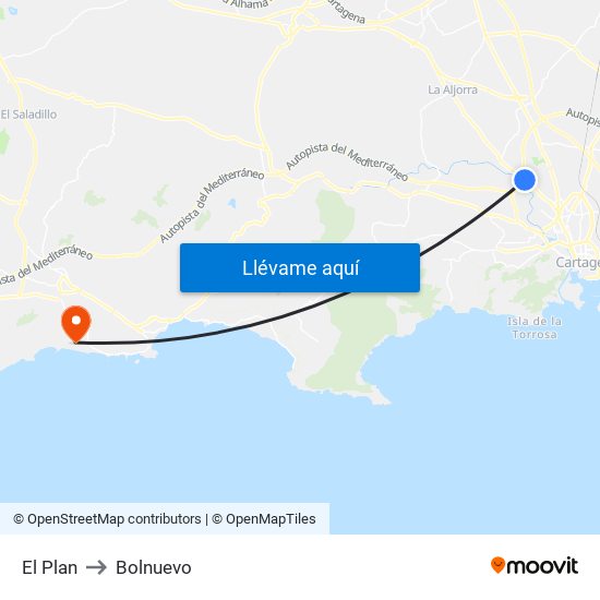 El Plan to Bolnuevo map