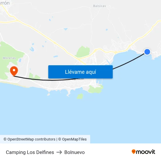 Camping Los Delfines to Bolnuevo map