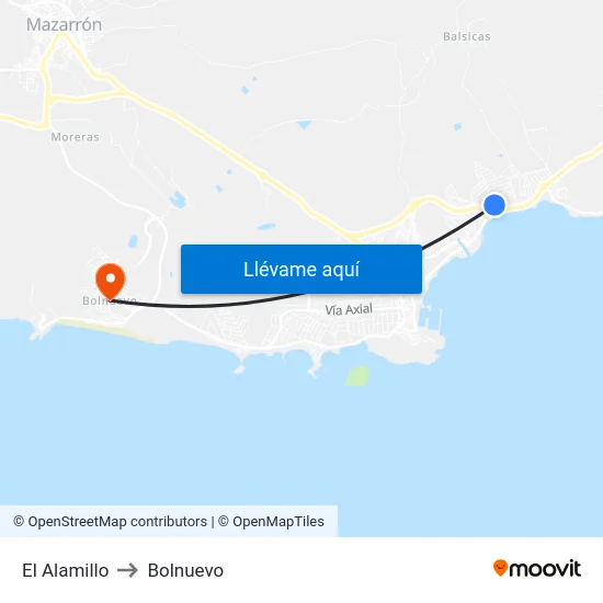 El Alamillo to Bolnuevo map