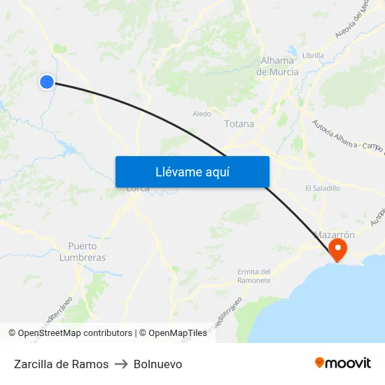 Zarcilla de Ramos to Bolnuevo map